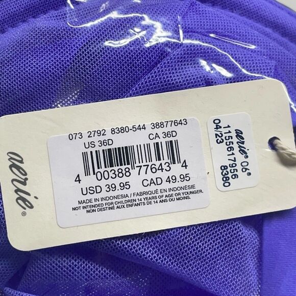 Aerie Smoothez Dark Periwinkle Purple Balconette Bra - Picture 3 of 8